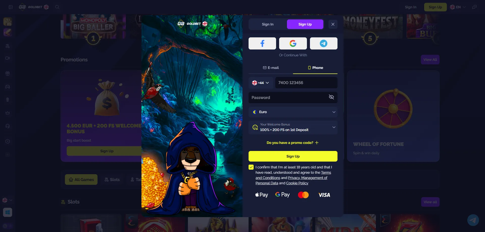 Registrazione su Goldbet.io — guida passo passo per l'Italia