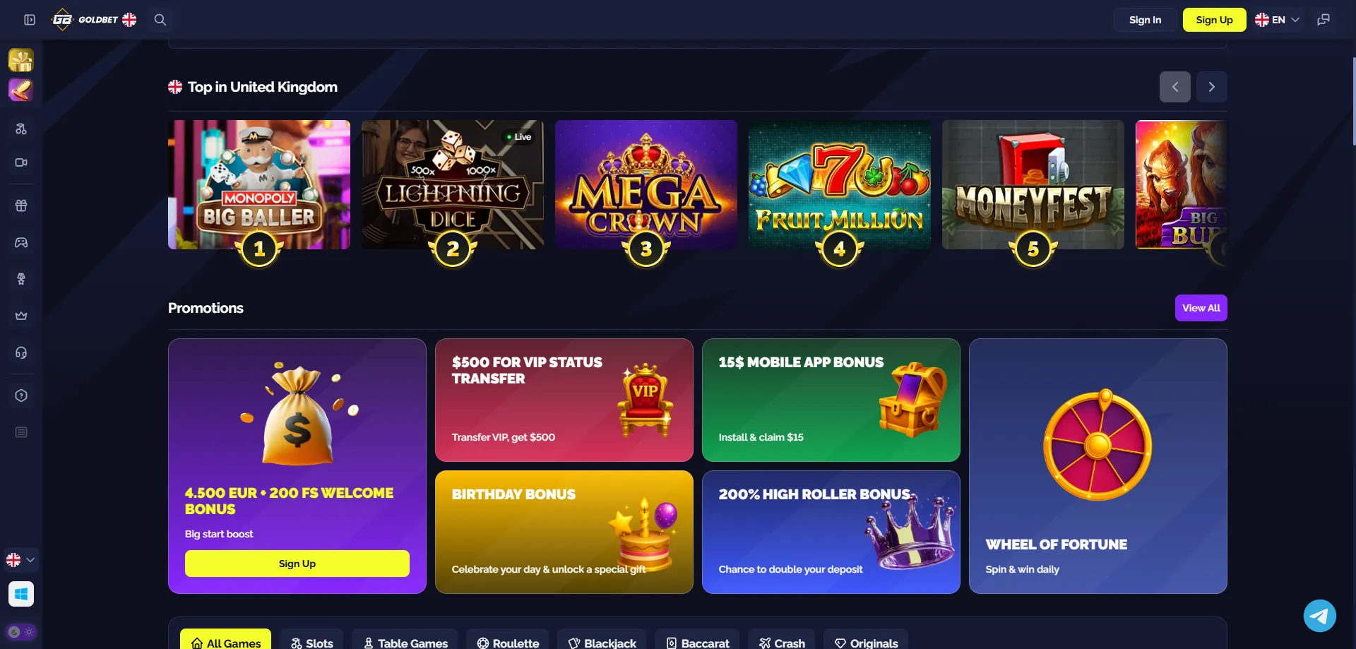 Recensione Goldbet.io 2026 — piattaforma di gioco per l'Italia